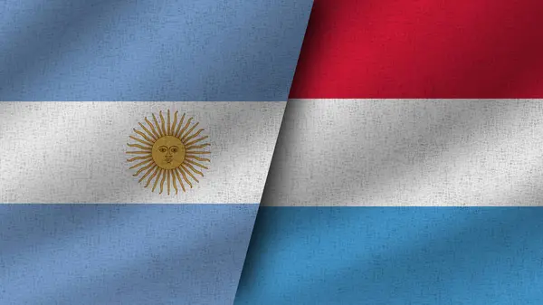 Luxemburg Och Argentina Realistiska Två Flaggor Tillsammans Illustration — Stockfoto