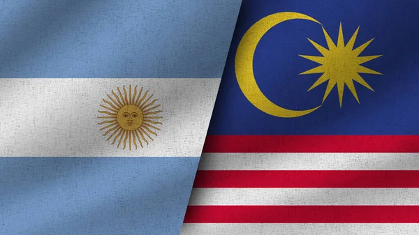 Μαλαισία Και Αργεντινή Ρεαλιστικές Δύο Σημαίες Μαζί Εικόνα — Φωτογραφία Αρχείου