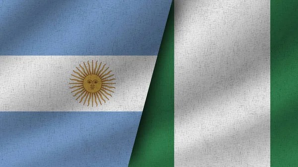 Nigeria Argentina Realistic Two Flags Together Illustration — Stock Photo, Image