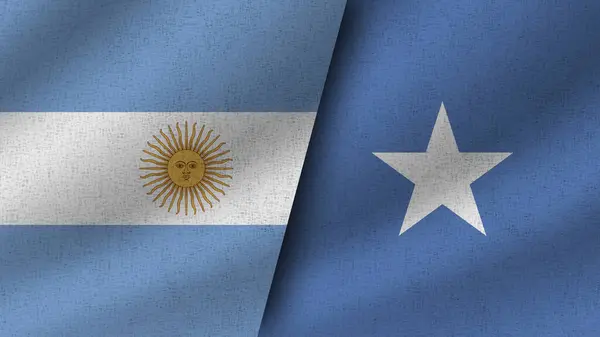 Somalia Och Argentina Realistiska Två Flaggor Tillsammans Illustration — Stockfoto