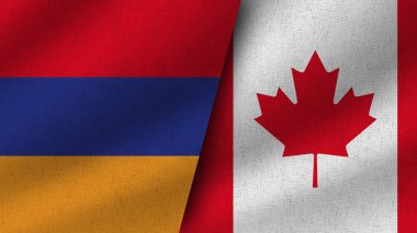 Kanada ve Ermenistan Gerçekçi İki Bayrak Birlikte, 3D Resim