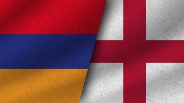 İngiltere ve Ermenistan Gerçekçi İki Bayrak Birlikte, 3D Resim