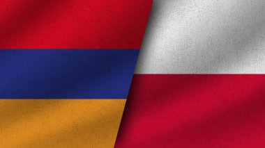 Polonya ve Ermenistan Gerçekçi İki Bayrak Birlikte, 3D Resim