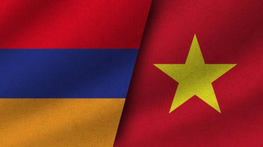 Vietnam ve Ermenistan Gerçekçi İki Bayrak Birlikte, 3D Resim