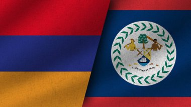 Belize ve Ermenistan Gerçekçi İki Bayrak Birlikte, 3D Resim