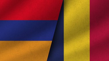 Çad ve Ermenistan Gerçekçi İki Bayrak Birlikte, 3D Resim