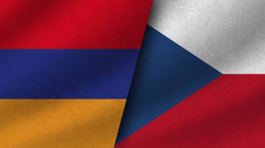 Çek Cumhuriyeti ve Ermenistan Gerçekçi İki Bayrak Birlikte, 3D Görüntü