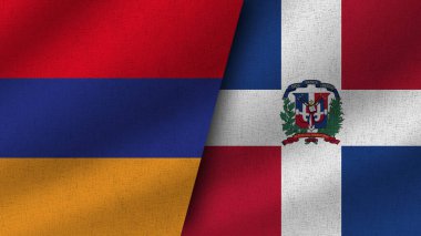 Dominik Cumhuriyeti ve Ermenistan Gerçekçi İki Bayrak Birlikte, 3D Görüntü