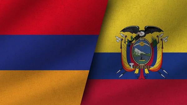 Equador Armênia Realistas Duas Bandeiras Juntas Ilustração — Fotografia de Stock