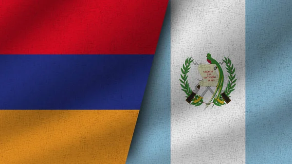 Guatemala Arménie Realistické Dvě Vlajky Dohromady Ilustrace — Stock fotografie