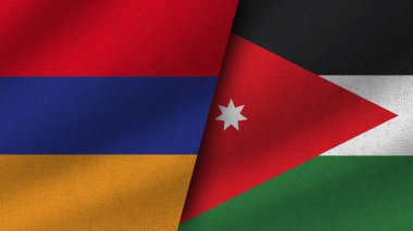 Ürdün ve Ermenistan Gerçekçi İki Bayrak Birlikte, 3D Resim