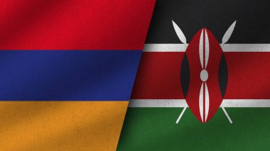 Kenya ve Ermenistan Gerçekçi İki Bayrak Birlikte, 3D Resim
