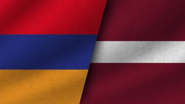 Letonya ve Ermenistan Gerçekçi İki Bayrak Birlikte, 3D Resim