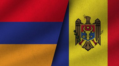 Moldova ve Ermenistan Gerçekçi İki Bayrak Birlikte, 3B Resim