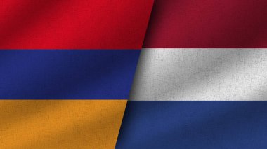 Hollanda ve Ermenistan Gerçekçi İki Bayrak Birlikte, 3D Görüntü