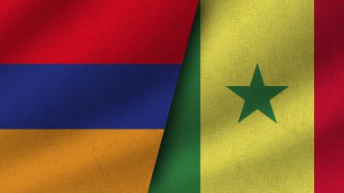 Senegal ve Ermenistan Gerçekçi İki Bayrak Birlikte, 3D Resim