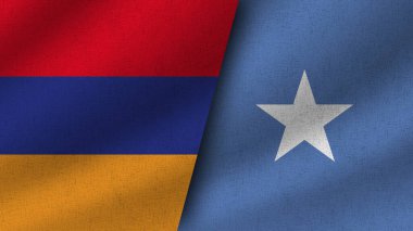 Somali ve Ermenistan Gerçekçi İki Bayrak Birlikte, 3D Resim