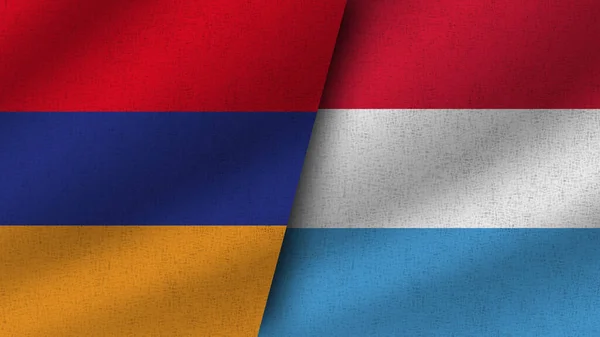 Люксембург Вірменія Реалістичні Два Прапори Разом Ілюстрація — стокове фото