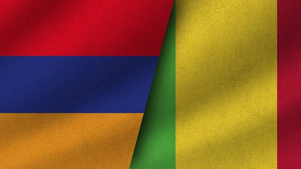 Mali Und Armenien Realistische Zwei Flaggen Zusammen Illustration — Stockfoto