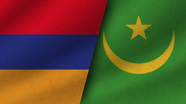 Mauritania Armenia Realistas Dos Banderas Juntos Ilustración — Foto de Stock
