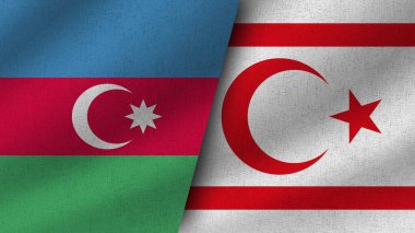 Kuzey Kıbrıs ve Azerbaycan Gerçekçi İki Bayrak Birlikte, 3D Görüntü