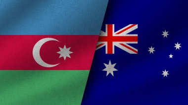 Avusturalya ve Azerbaycan Gerçekçi İki Bayrak Birlikte, 3D Görüntü