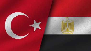 Mısır ve Azerbaycan Gerçekçi İki Bayrak Birarada, 3D Görüntü
