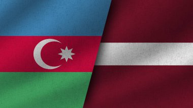 Letonya ve Azerbaycan Gerçekçi İki Bayrak Birlikte, 3D Görüntü