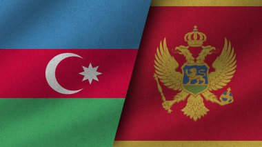 Karadağ ve Azerbaycan Gerçekçi İki Bayrak Birarada, 3D Görüntü