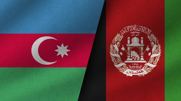 Afghanistan Und Aserbaidschan Realistische Zwei Flaggen Zusammen Illustration — Stockfoto