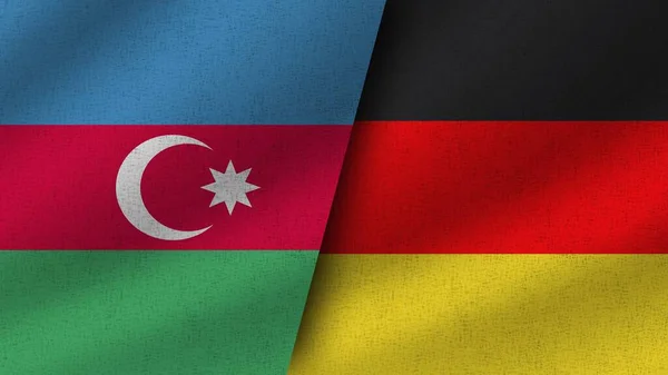 Alemania Azerbaiyán Realistas Dos Banderas Juntas Ilustración — Foto de Stock