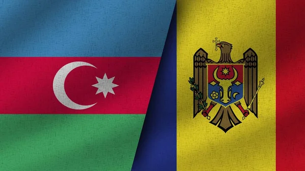 Moldavia Azerbaiyán Realistas Dos Banderas Juntas Ilustración — Foto de Stock