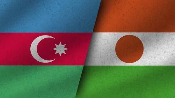 Níger Azerbaiyán Realistas Dos Banderas Juntas Ilustración — Foto de Stock