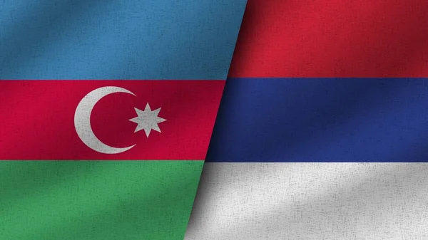 Serbia Azerbaiyán Dos Banderas Realistas Juntas Ilustración — Foto de Stock