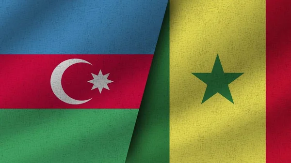 Senegal Azerbaiyán Realistas Dos Banderas Juntas Ilustración — Foto de Stock