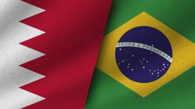 Brezilya ve Bahreyn Gerçekçi İki Bayrak Birlikte, 3D Görüntü