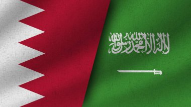 Suudi Arabistan ve Bahreyn Gerçekçi İki Bayrak Birlikte, 3D Görüntü