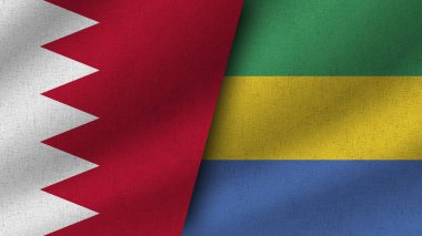 Gabon ve Bahreyn Gerçekçi İki Bayrak Birlikte, 3D Resim