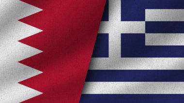 Yunanistan ve Bahreyn Gerçekçi İki Bayrak Birlikte, 3D Görüntü