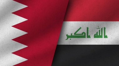 Irak ve Bahreyn Gerçekçi İki Bayrak Birarada, 3D Görüntü