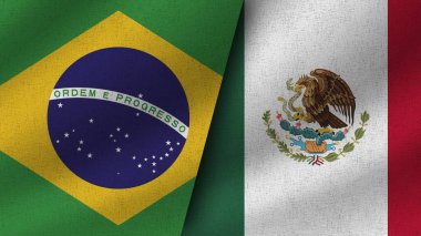 Meksika ve Brezilya Gerçekçi İki Bayrak Birlikte, 3D Görüntü