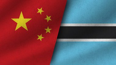 Botswana ve Çin Gerçekçi İki Bayrak Birlikte, 3D Resim