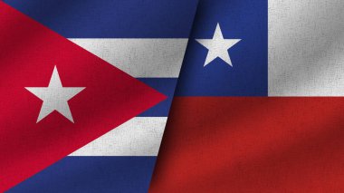 Şili ve Küba Gerçekçi İki Bayrak Birlikte, 3D Resim