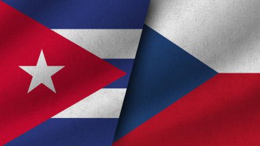 Çek Cumhuriyeti ve Küba Gerçekçi İki Bayrak Birlikte, 3D Görüntü