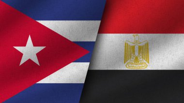 Mısır ve Küba Gerçekçi İki Bayrak Birlikte, 3 Boyutlu Resimler