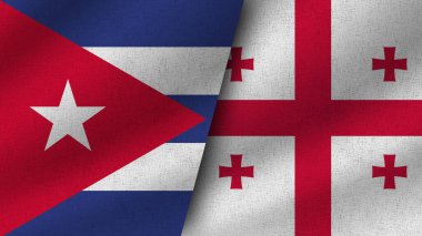 Gürcistan ve Küba Gerçekçi İki Bayrak Birlikte, 3D Görüntü