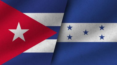 Honduras ve Küba Gerçekçi İki Bayrak Birlikte, 3D Görüntü