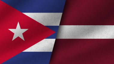 Letonya ve Küba Gerçekçi İki Bayrak Birlikte, 3D Resim