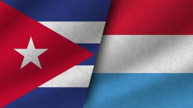 Lüksemburg ve Küba Gerçekçi İki Bayrak Birarada, 3D Görüntü