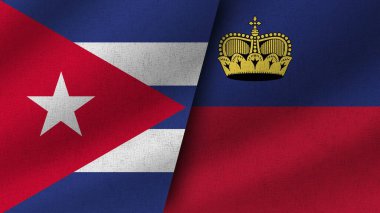 Lihtenştayn ve Küba Gerçekçi İki Bayrak Birlikte, 3D Resim
